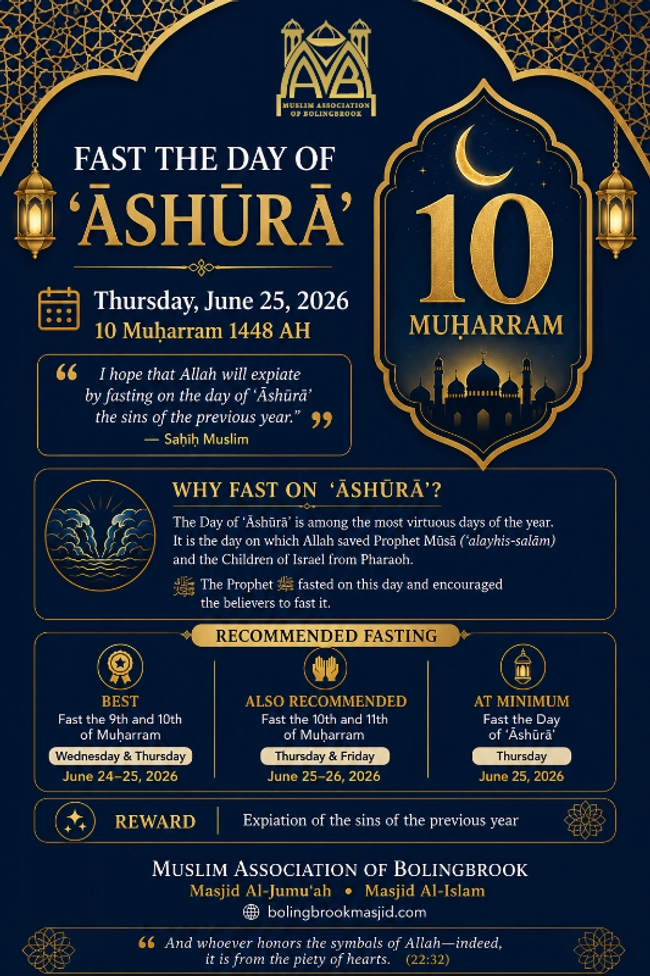 Recommended Fasting: Fast the 9th and 10th of Muharram