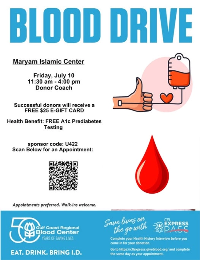 Blood Drive at Maryam Islamic Center