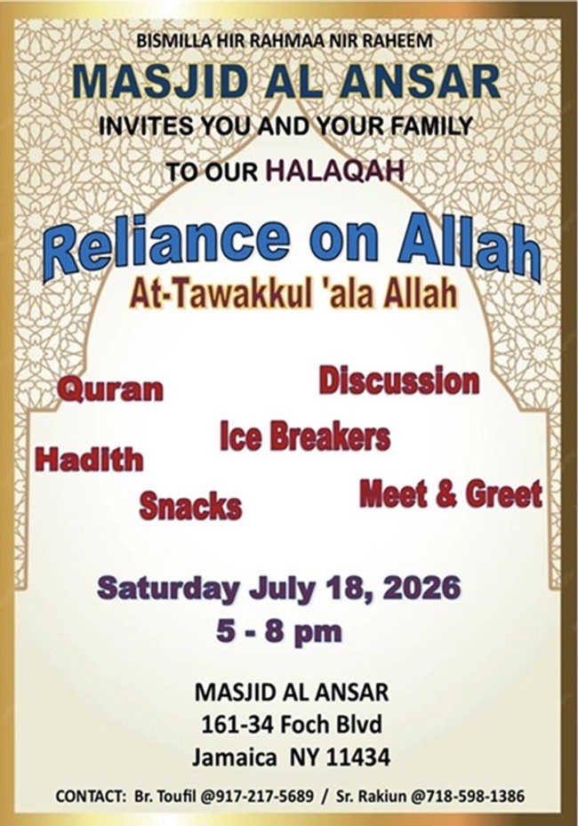 Reliance on Allah: Halaqah at Masjid Al Ansar