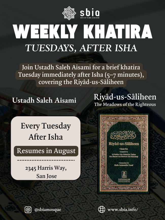 Weekly Khatira: Riyad-us-Saliheen