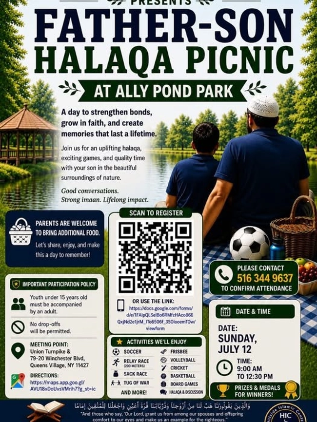 Father-Son Halaqa Picnic at Ally Pond Park