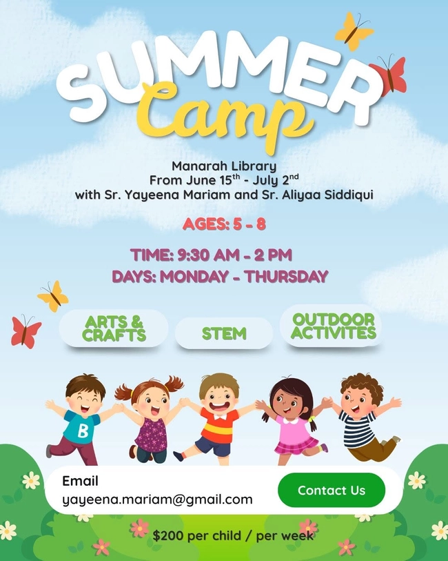 Summer Camp at Manarah Library (Ages 5–8)