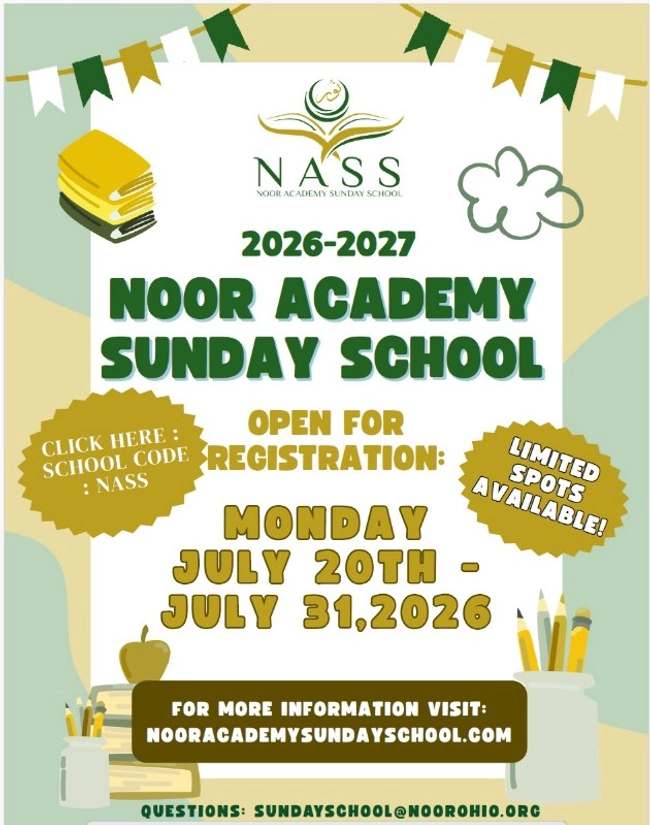 Noor Academy Sunday School 2026-2027 Registration