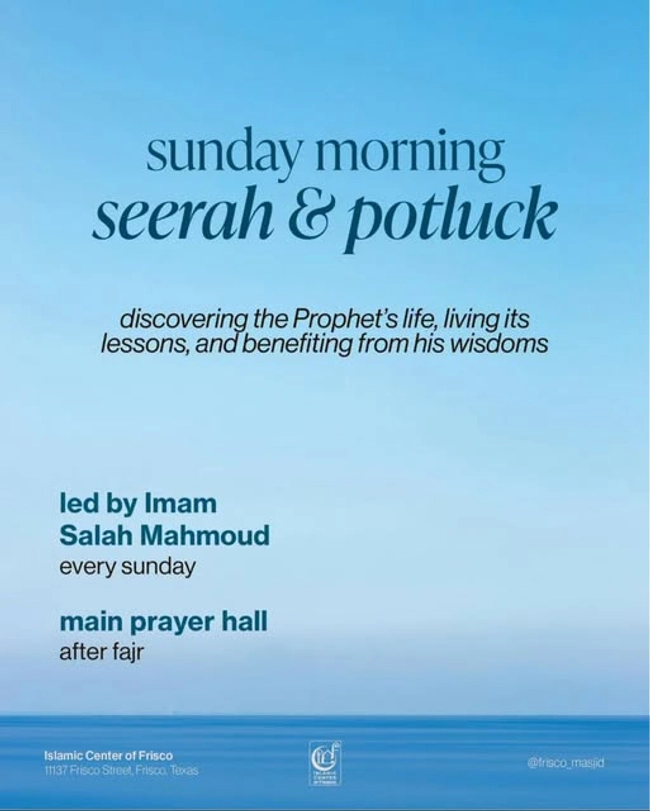Sunday Morning Seerah & Potluck