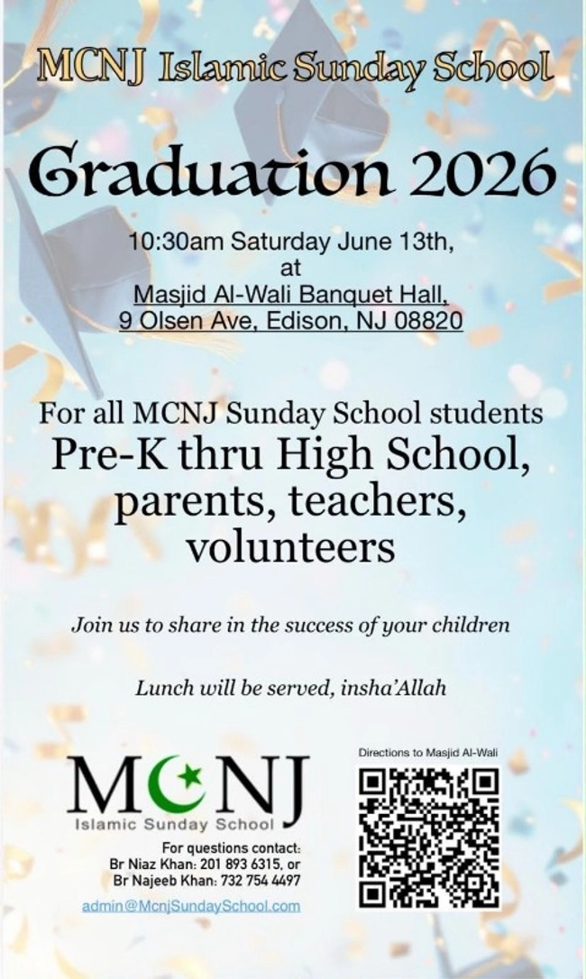 MCNJ Islamic Sunday School Graduation 2026