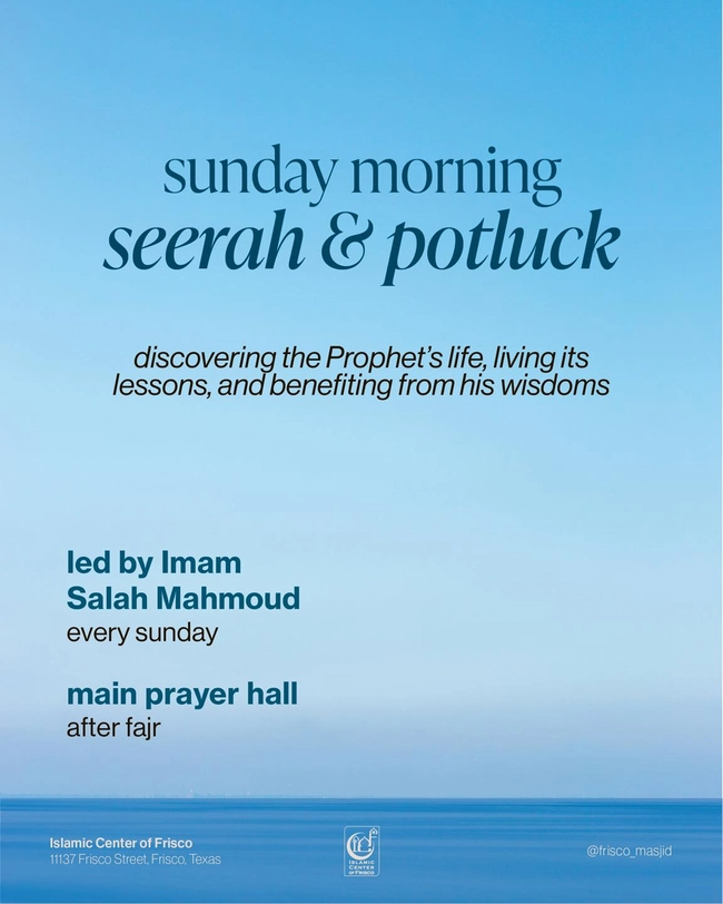 Sunday Morning Seerah & Potluck