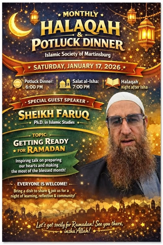 Monthly Halaqah & Potluck Dinner