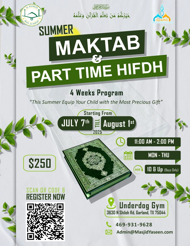 Summer Maktab & Part-Time Hifdh Program 2025