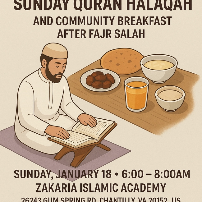 Sunday Quran Halaqah and Community Breakfast