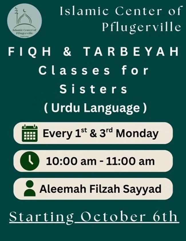 Fiqh & Tarbeyah Classes for Sisters 
