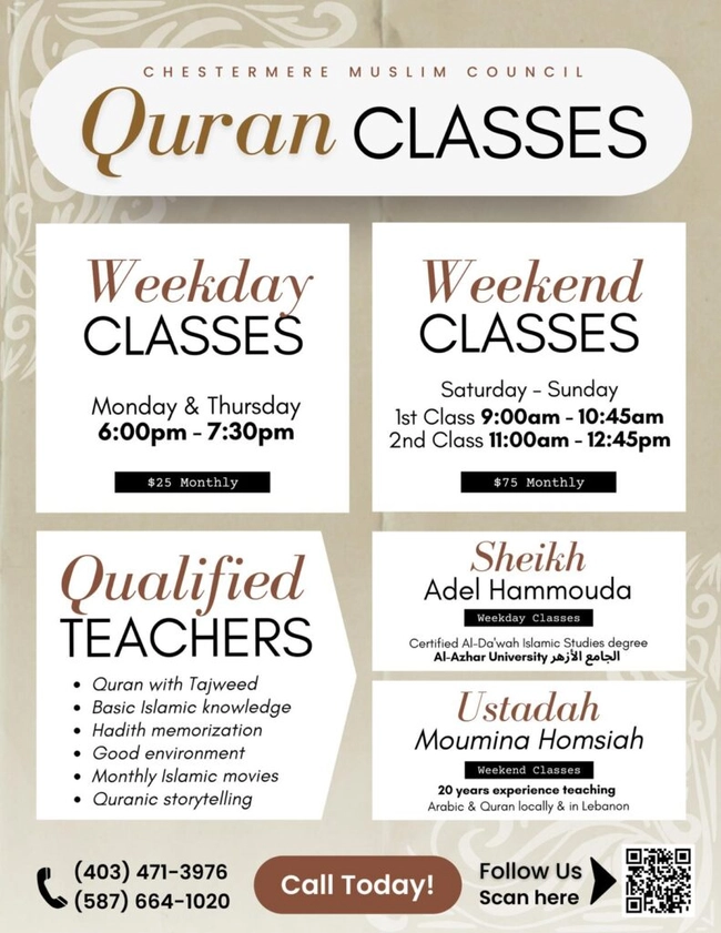 Chestermere Muslim Council Quran Classes