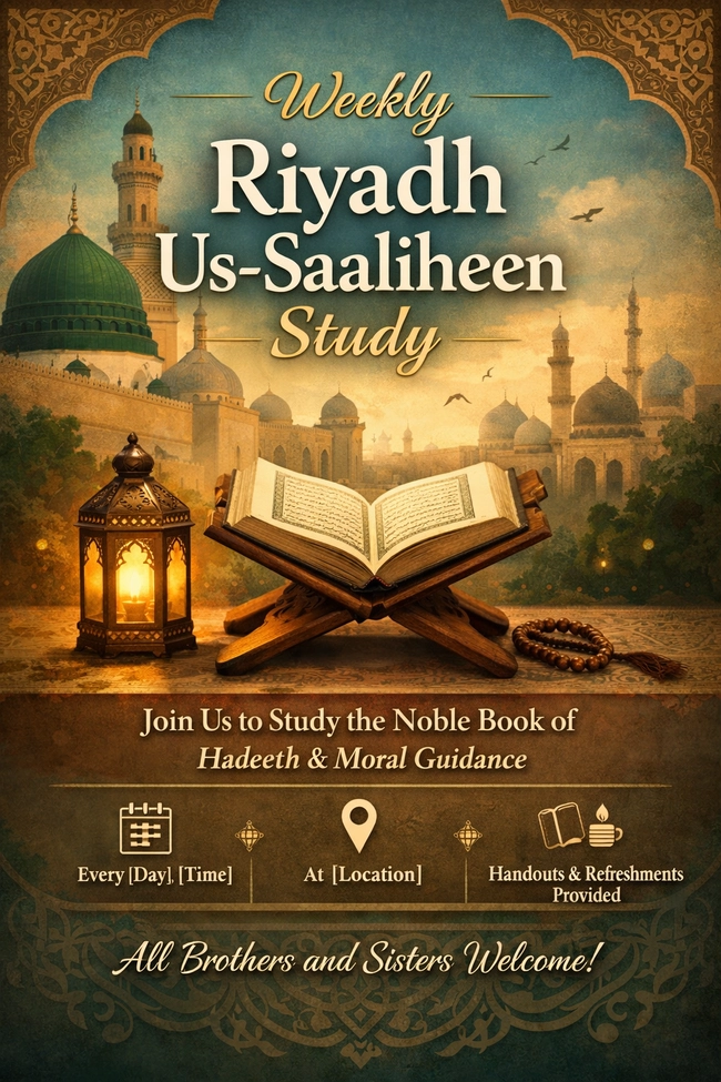 Weekly Riyadh Us-Saaliheen Study 