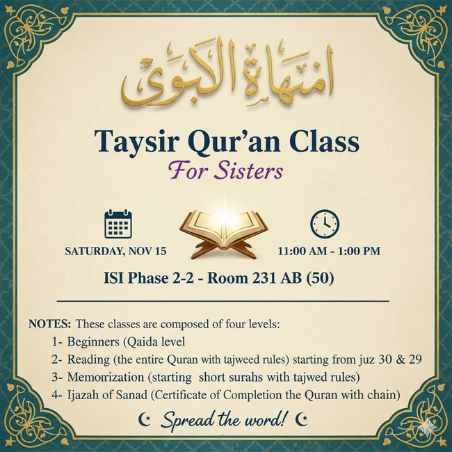 Taysir Qur'an Class For Sisters