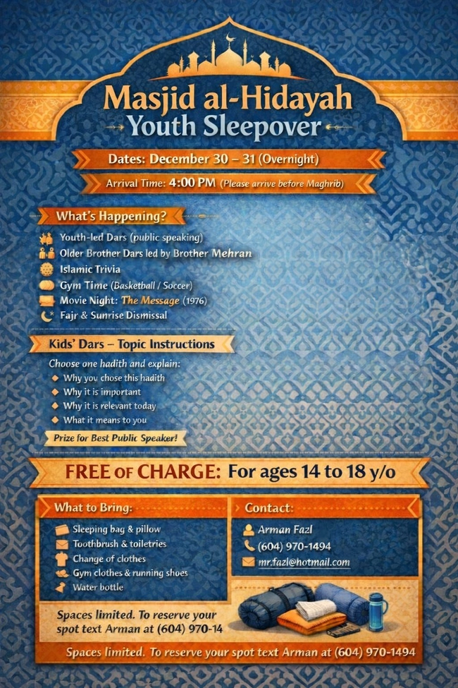 Youth Sleepover at Masjid