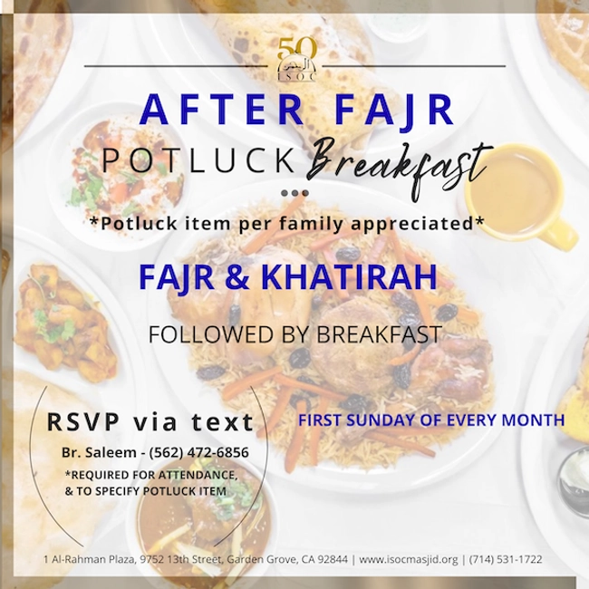 After Fajr Potluck Breakfast