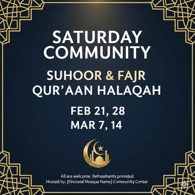 Community Suhoor & Fajr Qur’aan Halaqah