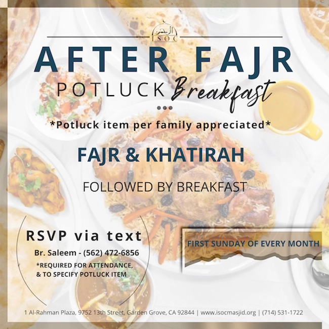 After Fajr Potluck Breakfast