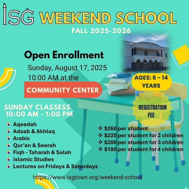  ISG Weekend School: Fall 2025-2026